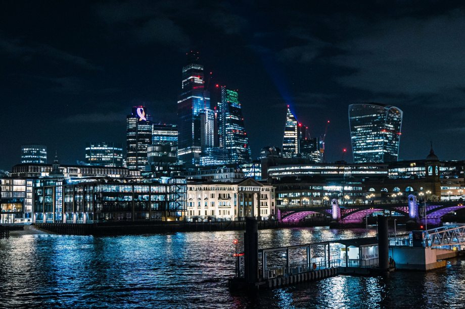 The City of London across the river at night