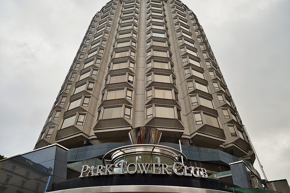 The Park Tower, Knightsbridge, with the casino entrance canopy at street level